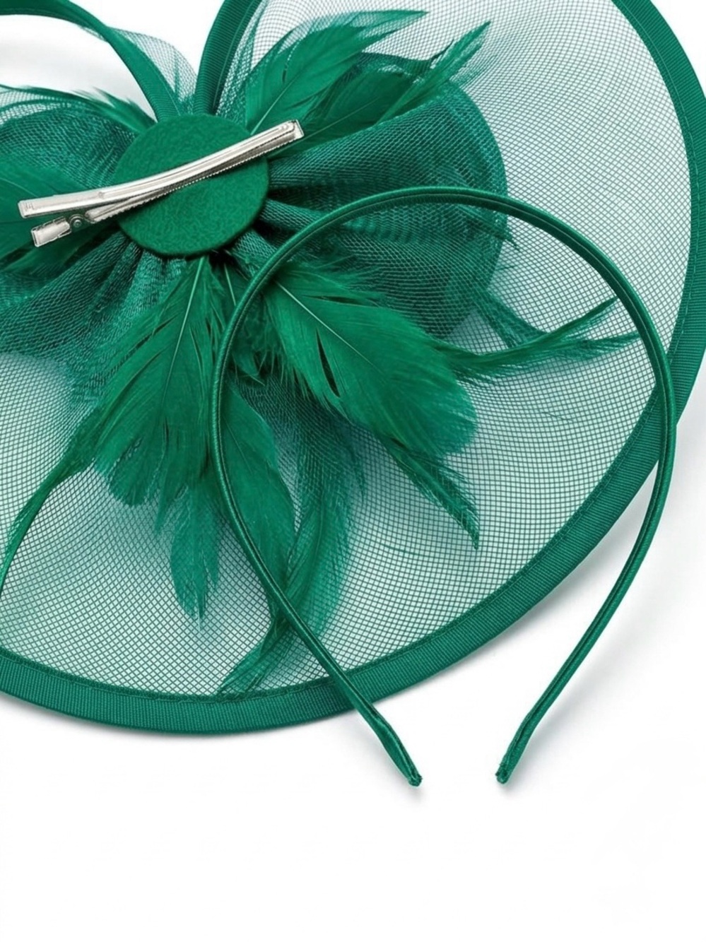 Emerald Green Women's Fascinator Hat - Picture 3 of 3